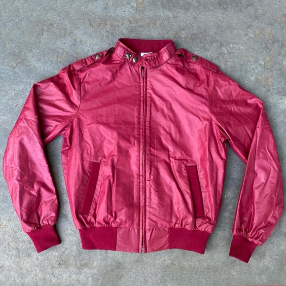 Deadstock NWOT Vintage 1980's Wrangler Dark Red Moto Racing Nylon Bomber Jacket - Picture 1 of 4